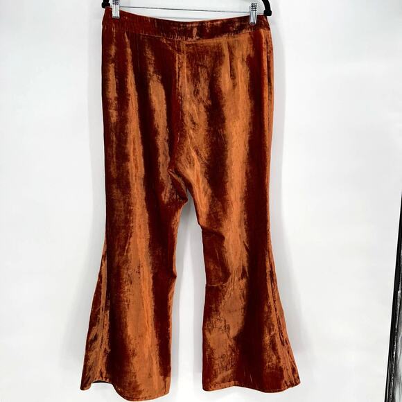 Ellery Cooly Chant Cropped Crushed-Velvet Flared Pants Copper Women's Size 8 - Picture 4 of 16